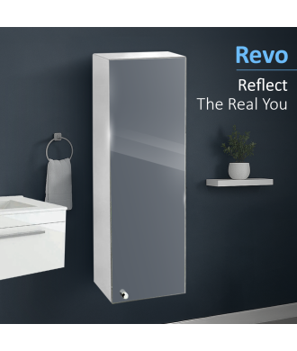 iBathUK Revo Illuminated Stainless Steel Mirror Cabinet with Touch Sensor - Silver