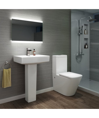iBathUK Averra LED Illuminated Bathroom Mirror with Demister Pad & Sensor Control - White