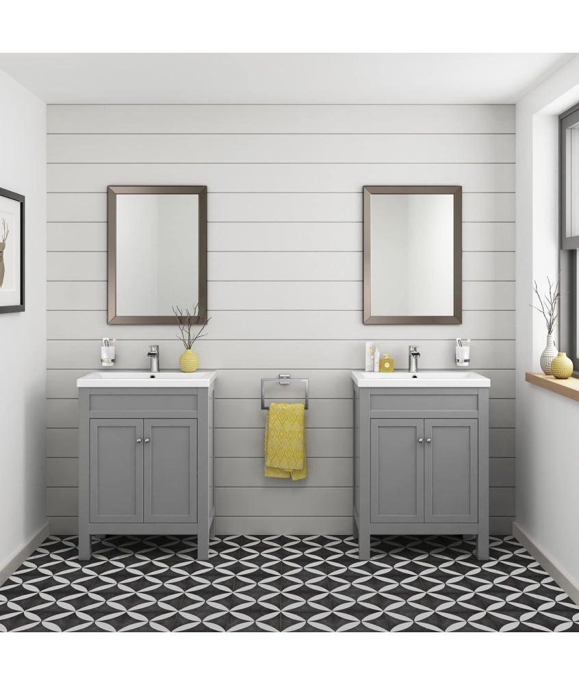 iBathUK Brillia Bevelled Pewter Framed Bathroom Mirror