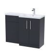 Nuie 1100mm Right Hand Combination, Polymarble Basin Pre-drilled with 1 Tap Hole, Bathroom Storage Unit in Soft Black