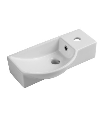 iBathUK Compact Wall Hung Ceramic Cloakroom Basin - White