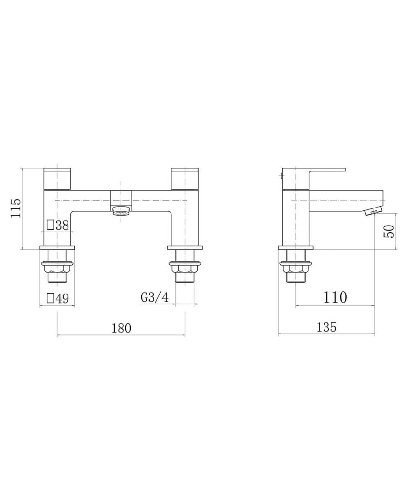 VeeBath Mist Square Bath Filler Mixer Tap