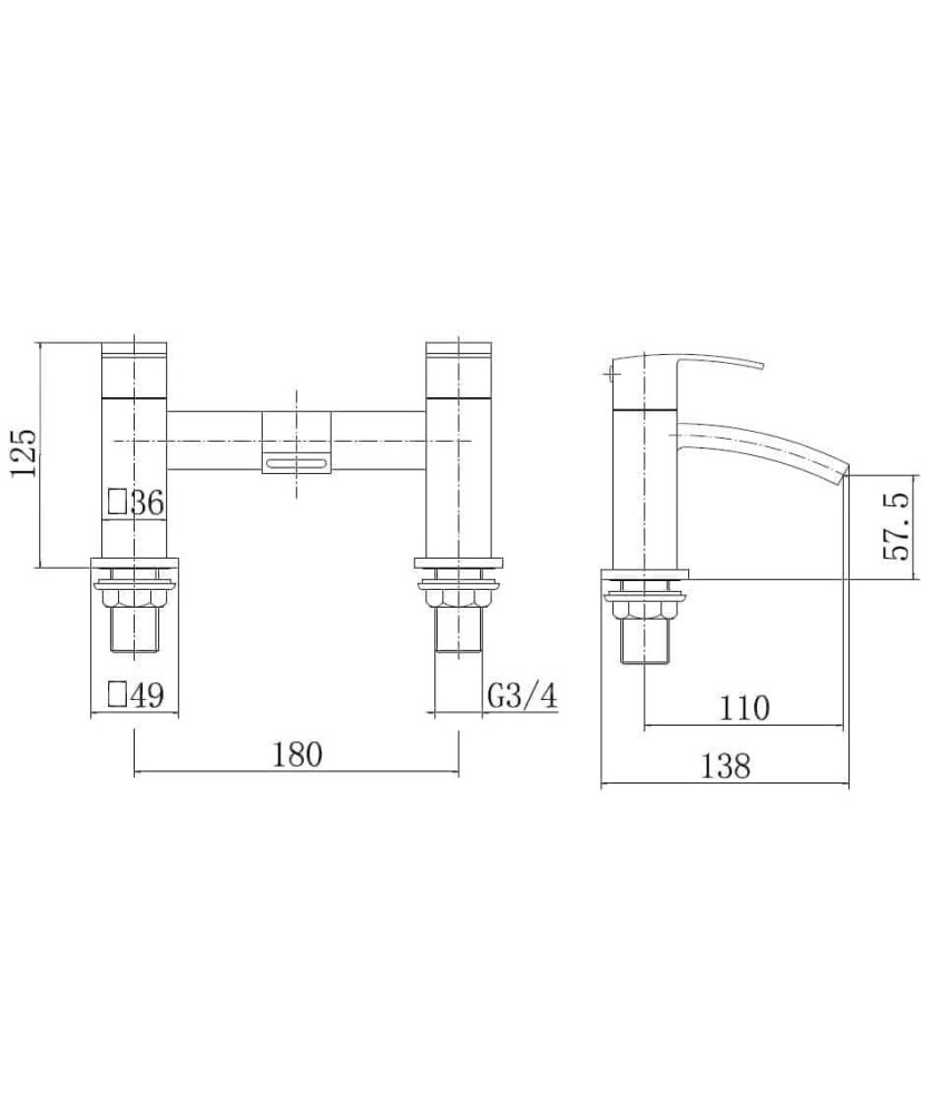 Trace Bath Filler Mixer Tap - Chrome