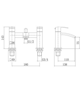 Trace Bath Shower Mixer Tap with Kit - Chrome