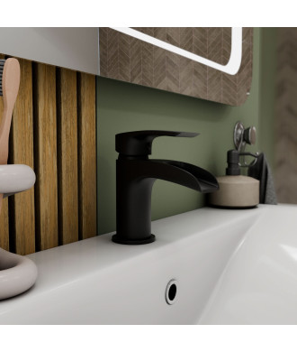 VeeBath Stream Round Waterfall Mono Basin Mixer Tap with Waste