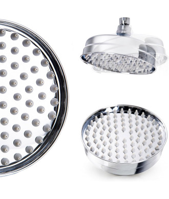 iBathUK Zeno Traditional Fixed Rainfall Shower Head Round Stainless Steel Swivel Joint, Modern Bathroom Accessories, 6 Inch