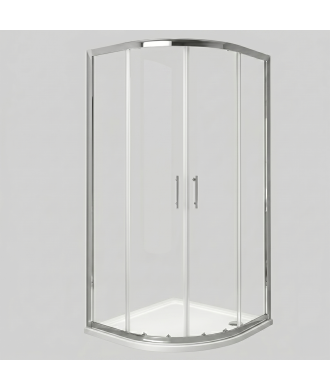 iBathUK Solis 6mm Glass Sliding Door Offset Quadrant Shower Enclosure - Chrome
