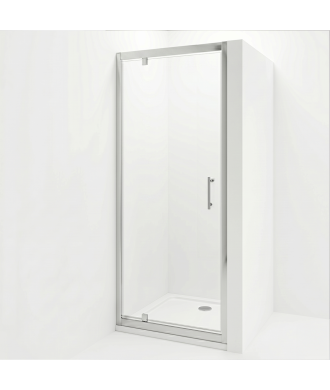iBathUK Solis 6mm Glass Recessed Pivot Shower Door - Chrome