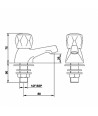 Essentials Round Dome Twin Hot and Cold Sink Basin Taps Brass Faucet Pair with Ceramic Disc Technology - Chrome