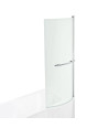 VeeBath 1435mm x 720mm 6mm Glass Curved Shower Bath Screen with Towel Rail - Chrome