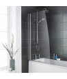VeeBath 800 x 1400mm Sail Edge Bath Shower Screen with 6mm Safety Glass - Chrome