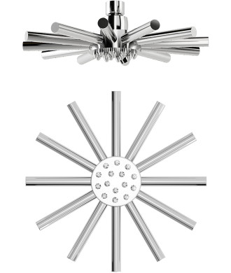 iBathUK Orbis Star Fixed Rainfall Brass Shower Head Easy Clean Swivel Joint, Modern Bathroom Accessories, Chrome, 8 Inch