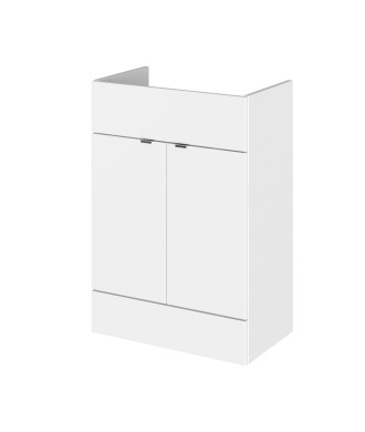 Hudson Reed Fusion Floor Standing 2 Door Vanity Unit without Basin, Modern Bathroom Cabinet in Gloss White Finish, 600mm