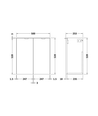 Hudson Reed Fusion Wall Hung 2 Door Vanity Unit without Basin, Modern Compact Bathroom Furniture in Anthracite Woodgrain Fini...
