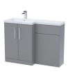 Nuie 1100mm Left Hand Combination, Polymarble Basin Pre-drilled with 1 Tap Hole, Bathroom Storage Unit in Satin Grey