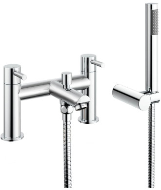 iBathUK Delta Pair of Hot and Cold Basin Sink Mixer Taps Bath Filler with Shower Head Set, Stylish Bathroom Basin Mixer Taps ...
