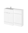Hudson Reed Fusion Floor Standing 2 Door Vanity Basin & WC Left Hand Combination, Bathroom Storage Unit in Gloss White 1100mm