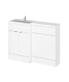 Hudson Reed Fusion Floor Standing 2 Door Vanity Basin & WC Left Hand Combination, Vanity Unit with Basin, Gloss White, 1200mm