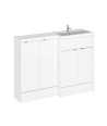 Hudson Reed Fusion Floor Standing 4 Door Vanity Basin Right Hand Combination, Vanity Unit with Basin, Gloss White, 1200mm