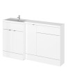 Hudson Reed Fusion Floor Standing 3 Door Vanity Basin & WC Left Hand Combination, Vanity Unit with Basin, Gloss White, 1500mm