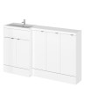 Hudson Reed Fusion Floor Standing 5 Door Vanity Basin & WC Left Hand Combination, Vanity Unit with Basin, Gloss White, 1500mm