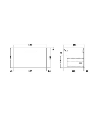 Hudson Reed Arno Wall Hung Vanity Unit, Durable Single Soft-Close Drawer with D-Shape Handle Vanity Unit for Modern Bathroom ...