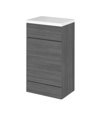 Hudson Reed Fusion Floor Standing WC Unit & Polymarble Top, Bathroom Storage Unit, Anthracite Woodgrain, 500mm
