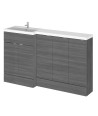 Hudson Reed Fusion Floor Standing 5 Door Vanity Basin Left Hand Combination, Sink Vanity Unit, Anthracite Woodgrain, 1500mm