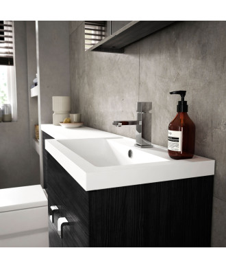 Hudson Reed Fusion Floor Standing 4 Door Vanity Basin Left Hand Combination, Sink Vanity Unit, Charcoal Black, 1200mm