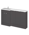 Hudson Reed Fusion Floor Standing 5 Door Vanity Basin Left Hand Combination, Stylish Bathroom Storage Unit, Gloss Grey, 1500mm