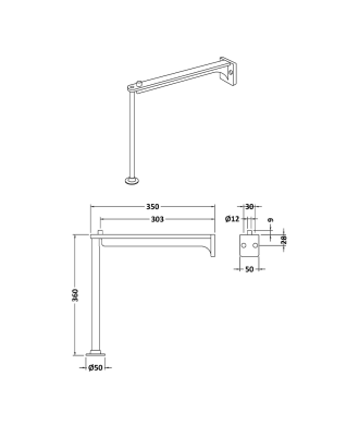Nuie Kitchens Cleaner Sink Legs & Bracket, Durable Bathroom Accessories, Brushed Stainless Steel