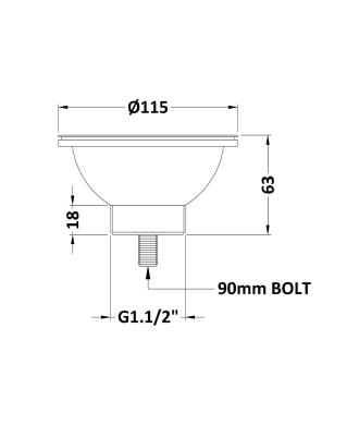 Nuie Fireclay Sinks Pull Out Basket Strainer Waste without Overflow, Kitchen Sink Waste Strainer, Brushed Pewter, 90mm
