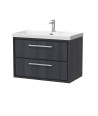 Hudson Reed Lille Wall Hung Vanity Unit with 1 Tap Hole Basin, Durable Bathroom Furniture, Double Drawer Sink Vanity Unit for...