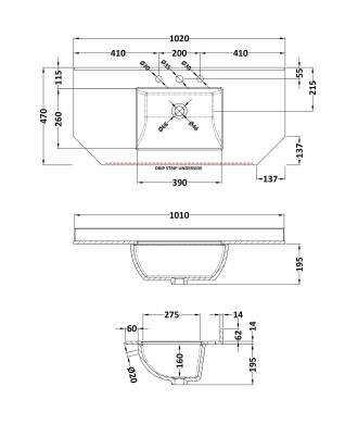 Old London Wall Hung Angled Marble Top Square Basin 3 Tap Hole, Durable Ceramic Basin with Natural Stone Countertop Top in Pr...