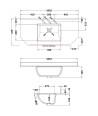 Old London Wall Hung Angled Marble Top Square Basin 3 Tap Hole, Durable Ceramic Basin with Natural Stone Countertop Top in Pr...