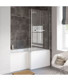 iBathUK Zenvy Right Hand L-Shaped Bath, 6mm Glass Shower Screen, Rail & Front Panel Included, L Shaped Bath Screen, 1500x850mm