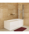 iBathUK Veil Right Hand P-Shaped Shower Bath, Modern Acrylic Bathtub with Glass Shower Screen & Matching Bath Panel Set, P Sh...