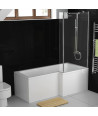 iBathUK Veil Right Hand L-Shaped Shower Bath, Modern Acrylic Bathtub with Glass Shower Screen & Matching Front Panel, L Shape...