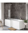 iBathUK Axis Left Hand L-Shaped Shower Bath, Includes Glass Screen & Front Panel, Modern Space-Saving Bath Design, Durable L ...